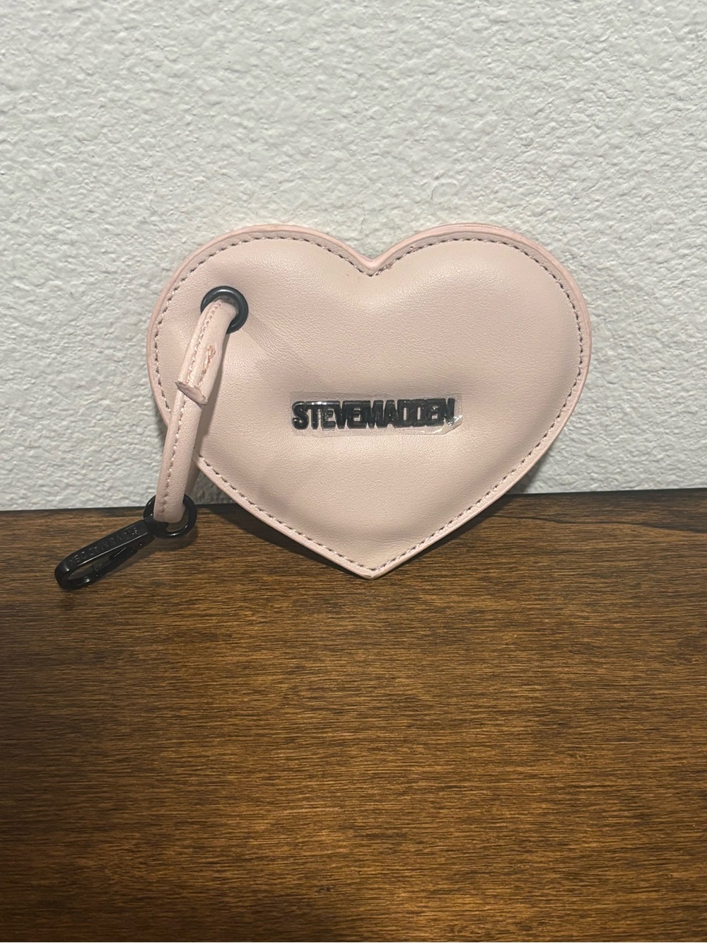Steve Madden Pale Pink Heart Bag Charm/ Zipper Pouch NWOT